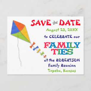 Flying Kite Family Reunion Save the Date Announcement Postcard