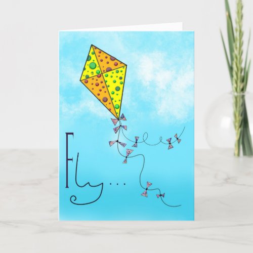 Flying kite holiday card