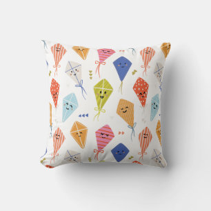 Flying kites nursery family throw pillow
