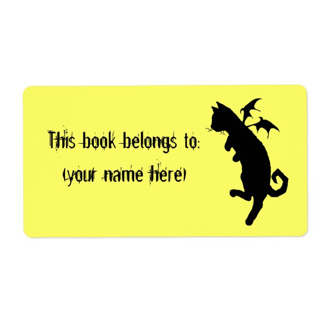 Flying kitteh bookplate, square label (Front)