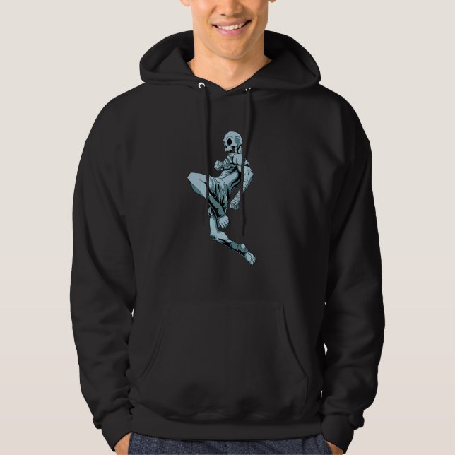 Flying Knee Skeleton   Muay Thai Skeleton Thai Box Hoodie (Front)