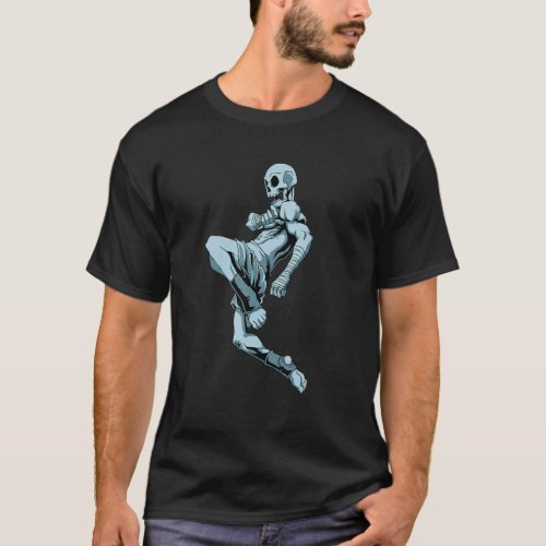 Flying Knee Skeleton   Muay Thai Skeleton Thai Box T_Shirt