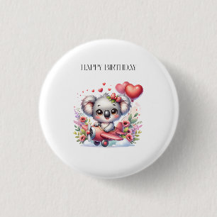 Flying Koala Birthday Button