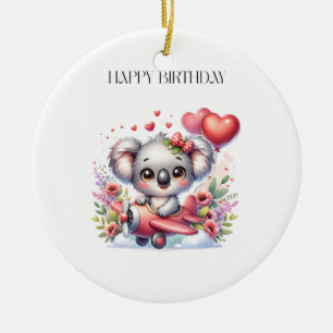 Flying Koala Birthday Ceramic Ornament