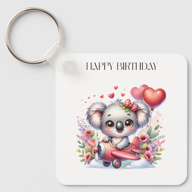 Flying Koala Birthday Keychain (Front)