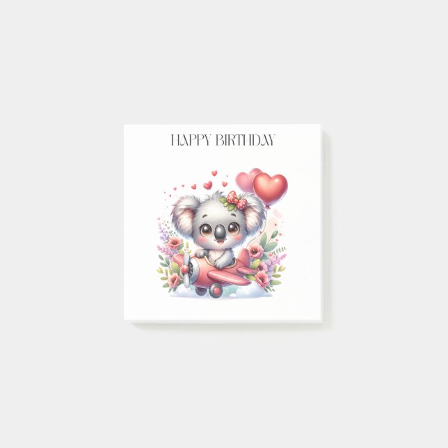 Flying Koala Birthday Post-it Notes (Front)