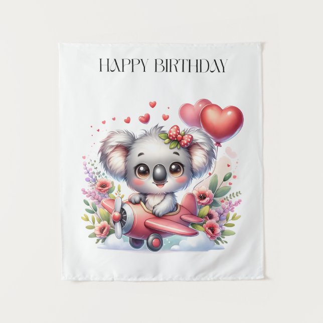 Flying Koala Birthday Tapestry (Front)