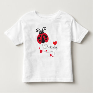 Flying ladybug hearts red name t-shirt
