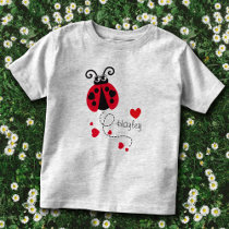 Flying ladybug hearts red name t-shirt
