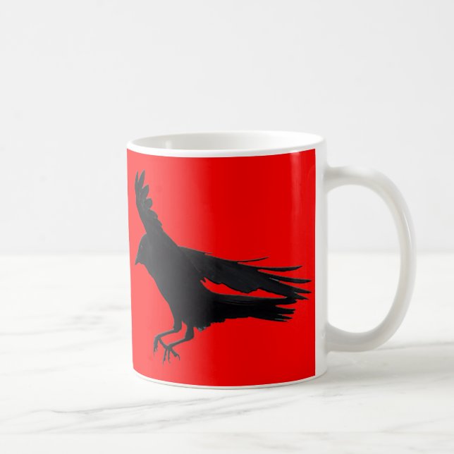 Flying Landing Black Crow Art Coffee Mug (Right)