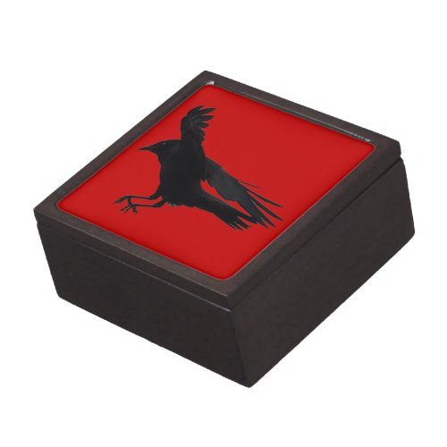 Flying Landing Black Crow Art Keepsake Box