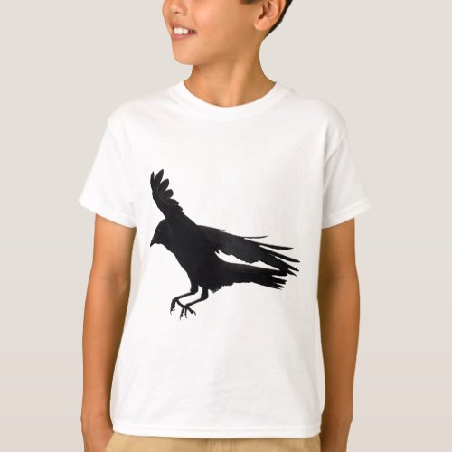 Flying Landing Black Crow Art T_Shirt