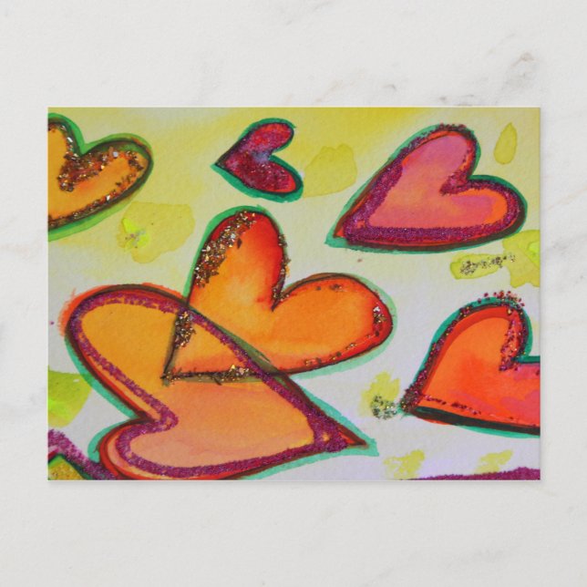Flying Laugh Hearts Postcard (Front)