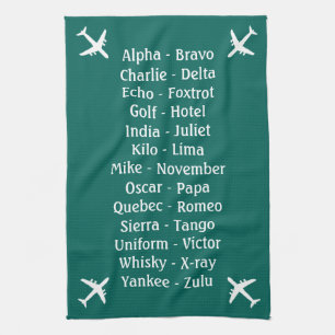 Flying Lesson Phonetic Alphabet Aero Plane Spotter Towel