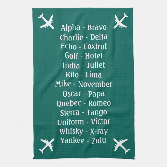 Flying Lesson Phonetic Alphabet Aero Plane Spotter Towel (Vertical)