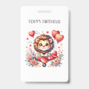 Flying Lion Birthday Badge