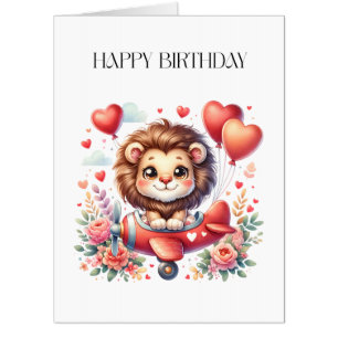 Flying Lion Birthday Card