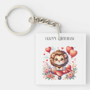Flying Lion Birthday Keychain