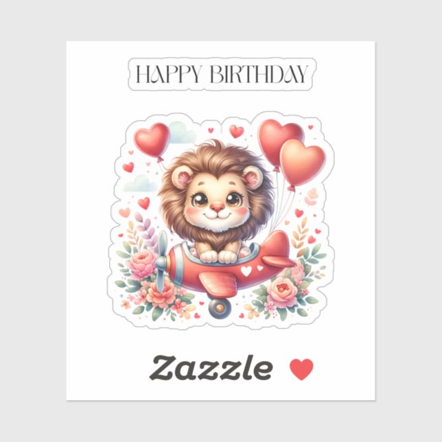 Flying Lion Birthday Sticker (Sheet)