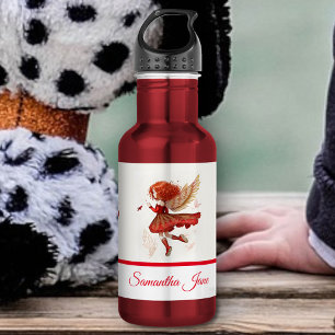 Flying Little Red Fairy Fantasy Art Stainless Steel Water Bottle