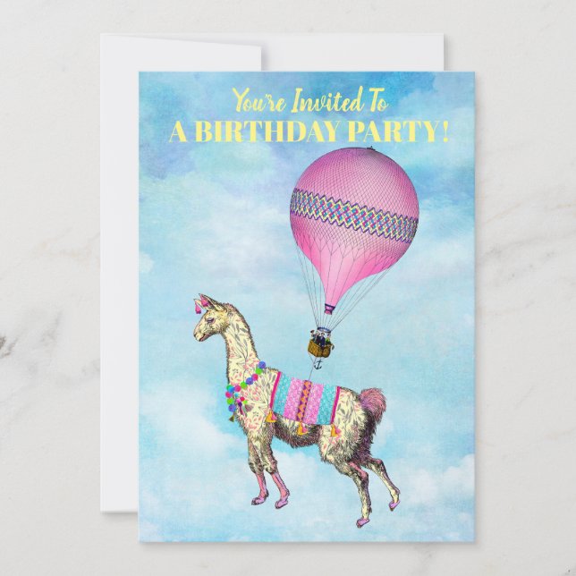 Flying Llama Invitation (Front)