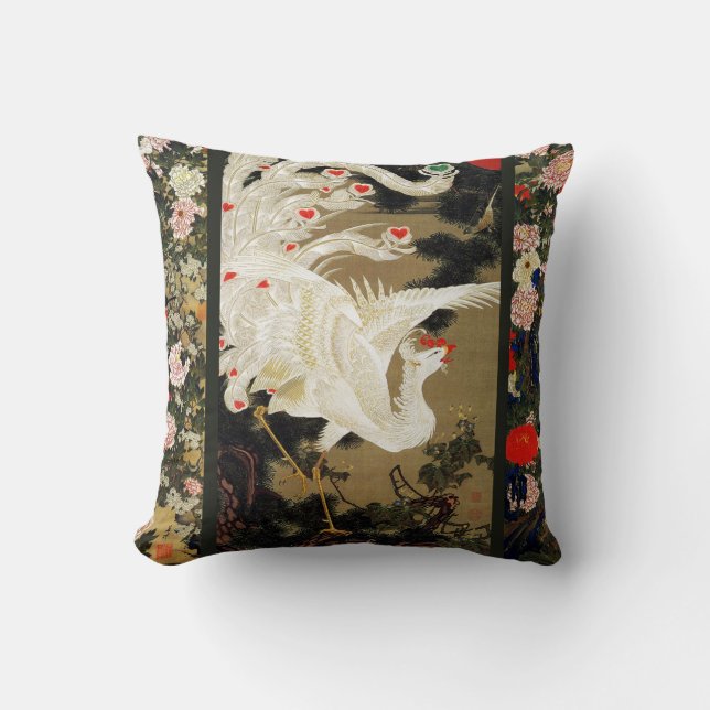 FLYING LOVE PHOENIX,Feathers,Hearts Floral Throw Pillow (Front)