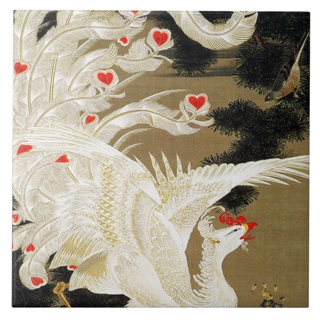 FLYING LOVE PHOENIX,Feathers,Hearts Valentine Day Ceramic Tile (Front)