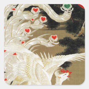 FLYING LOVE PHOENIX,Feathers,Hearts Valentine Day Square Sticker