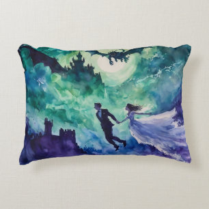 Flying Lovers - Watercolor Painting Accent Pillow
