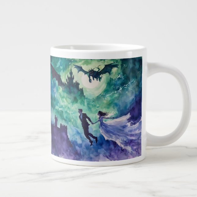 Flying Lovers - Watercolor Painting Giant Coffee Mug (Right)