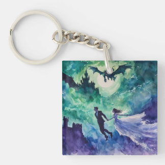 Flying Lovers - Watercolor Painting Keychain