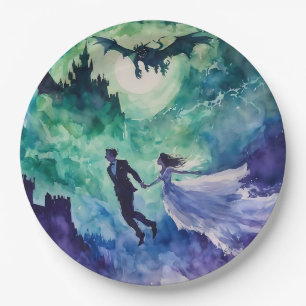 Flying Lovers - Watercolor Painting Paper Plates