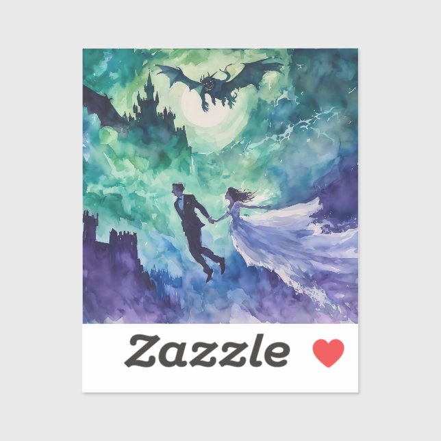 Flying Lovers - Watercolor Painting Sticker (Sheet)