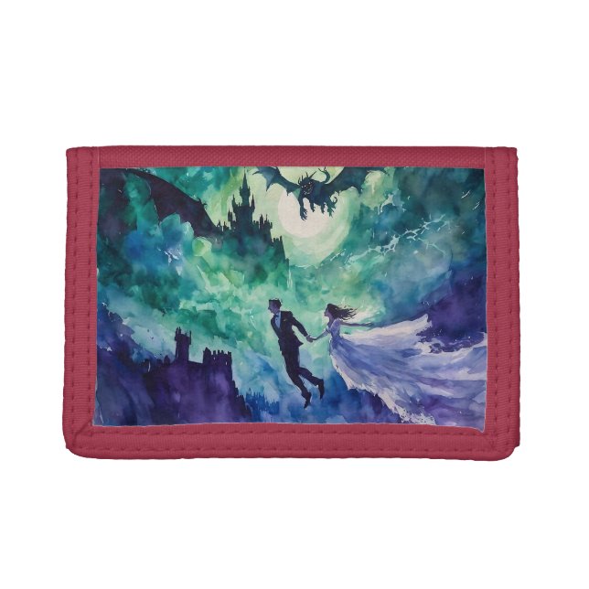 Flying Lovers - Watercolor Painting Trifold Wallet (Front)