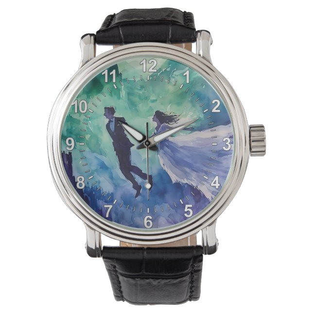 Flying Lovers - Watercolor Painting Watch (Front)