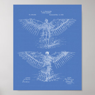 Flying machine 1889 Patent Art - Blueprint Poster