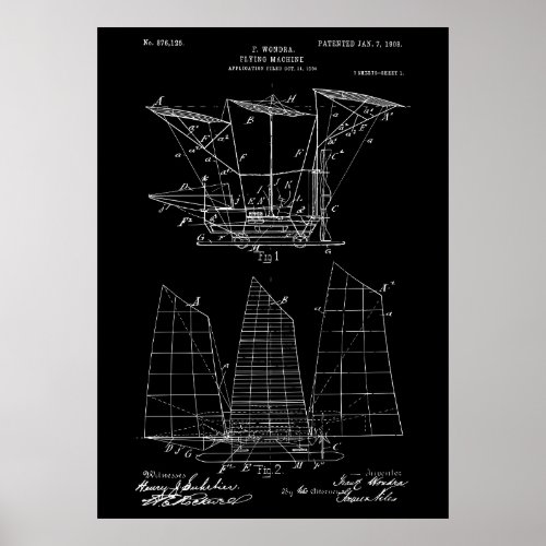 Flying machine patent poster