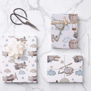 Flying Machines Wrapping Paper Sheets