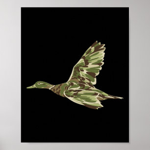 Flying Mallard Duck Camouflage Camo Duck Hunting C Poster
