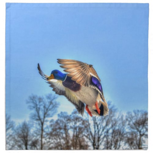 Flying Mallard Duck Drake Wildlife Photo Cloth Napkin