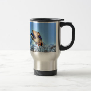 Flying Mallard Duck Drake Wildlife Photo Travel Mug