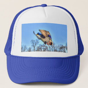 Flying Mallard Duck Drake Wildlife Photo Trucker Hat