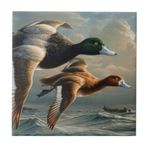 Flying Mallard Ducks. Ceramic Tile