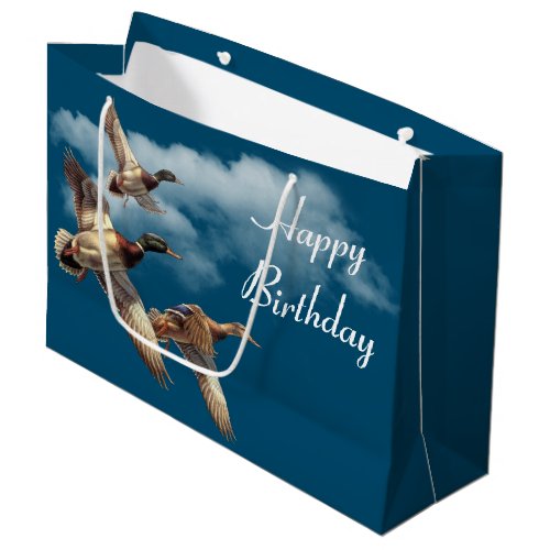 Flying Mallard Ducks for Birthday Large Gift Bag