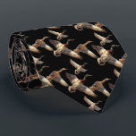 Flying Mallard Ducks On Black Neck Tie<br><div class="desc">Mallard ducks flying on a black background.
Background color can be changed.</div>