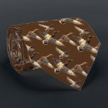 Flying Mallard Ducks On Brown Neck Tie<br><div class="desc">Mallard ducks flying on a brown background.
Background color can be changed.</div>