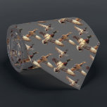 Flying Mallard Ducks On Gray Neck Tie<br><div class="desc">Mallard ducks flying on a dark gray background.
Background color can be changed.</div>