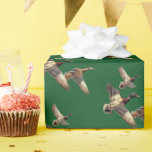 Flying Mallard Ducks On Green Wrapping Paper<br><div class="desc">Mallard ducks flying on a green background.
Background color can be changed.</div>