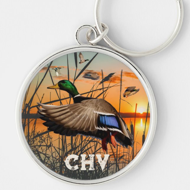 Flying Mallard Personalized Keychain (Front)