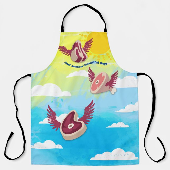 flying meat angels beautiful meat cooking grilling apron (Front)